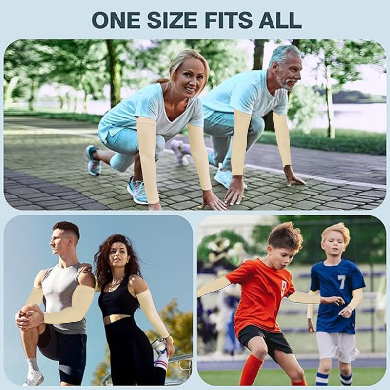 TRENDMALLS Arm Sleeves, Cooling UV Sun Protection Sports Compression for Men/Women/Kids (Beige) Trendmalls