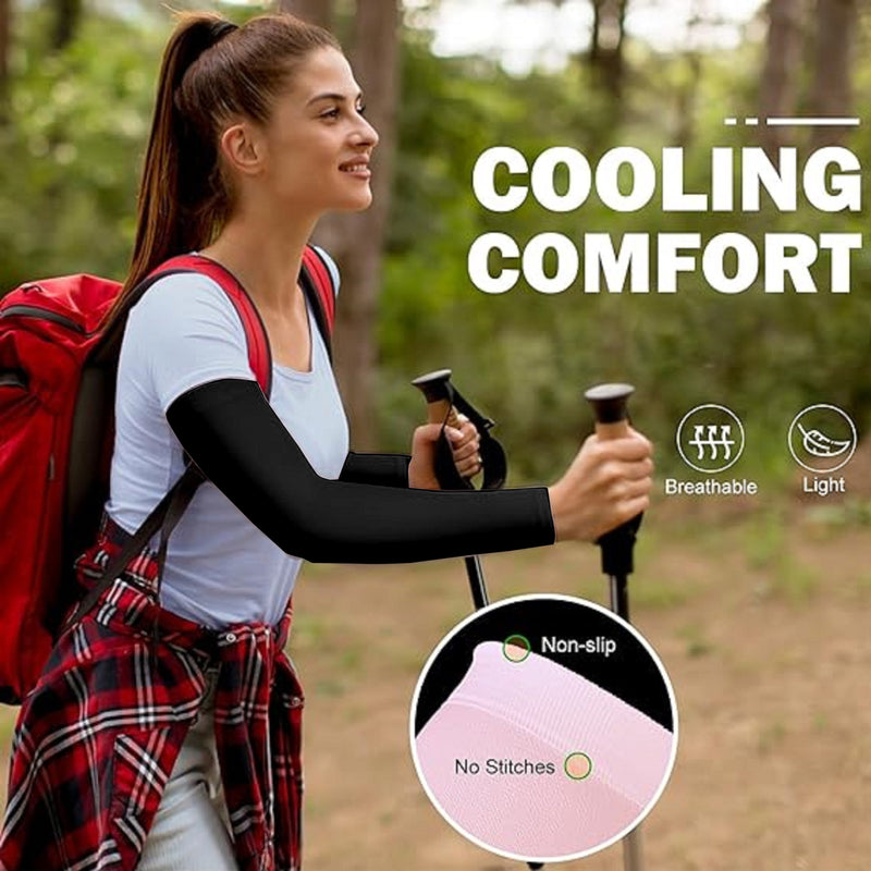 TRENDMALLS Arm Sleeves, Cooling UV Sun Protection Sports Compression for Men/Women/Kids (Black) Trendmalls