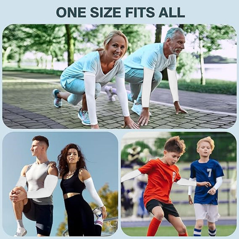 TRENDMALLS Arm Sleeves, Cooling UV Sun Protection Sports Compression for Men/Women/Kids (White) Trendmalls