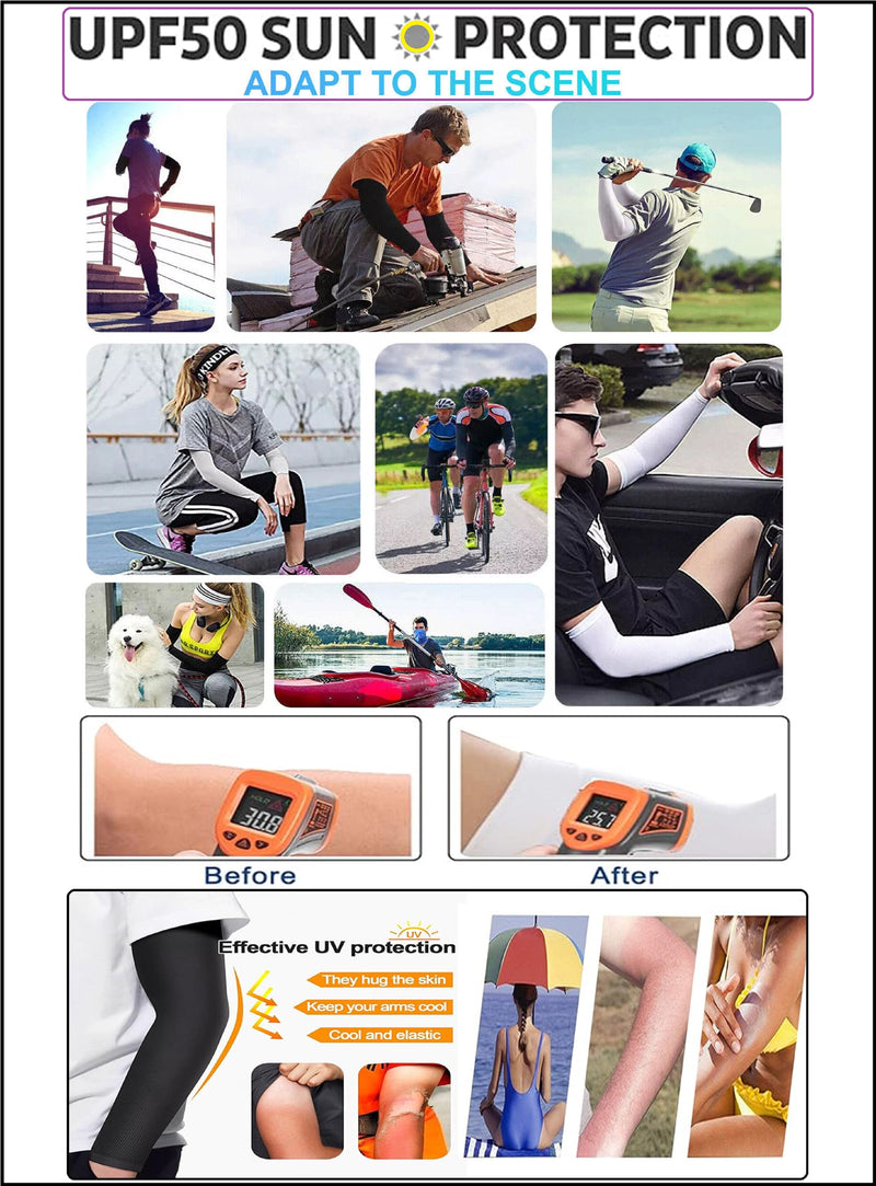 TRENDMALLS Arm Sleeves, Cooling UV Sun Protection Sports Compression for Men/Women/Kids (White) Trendmalls