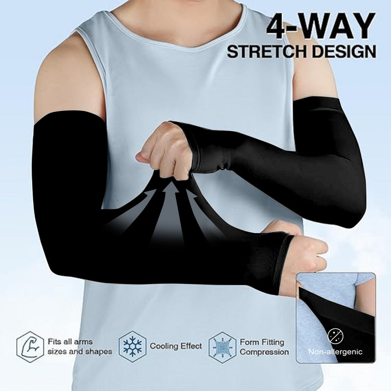 TRENDMALLS Arm Sleeves, Cooling UV Sun Protection Sports Compression for Men/Women/Kids (Black) Trendmalls