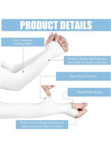 White Arm Sleeves Cooling UV Protection Sports Compression for Unisex Trendmalls