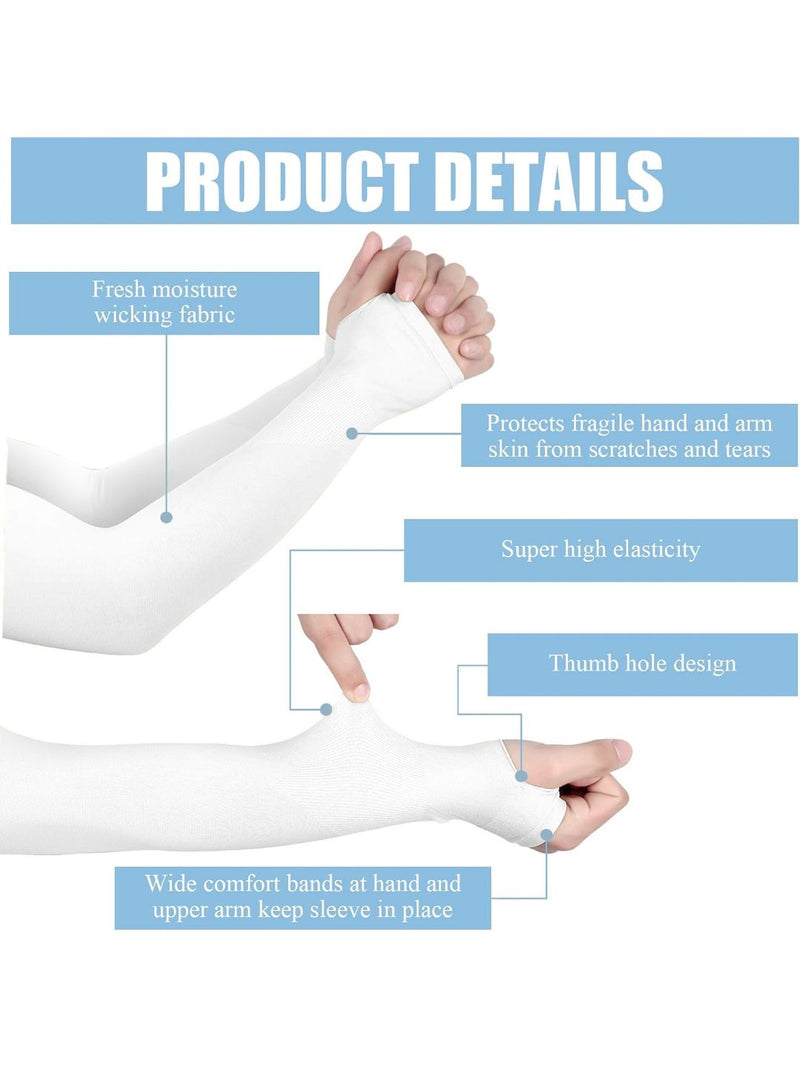 White Arm Sleeves Cooling UV Protection Sports Compression for Unisex Trendmalls