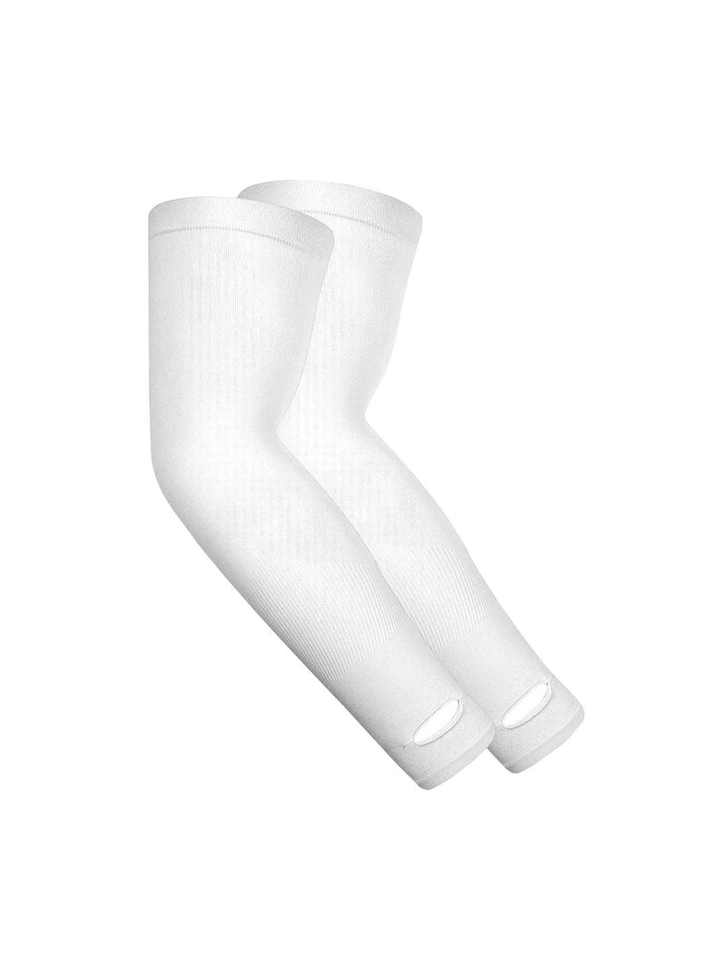 White Arm Sleeves Cooling UV Protection Sports Compression for Unisex Trendmalls