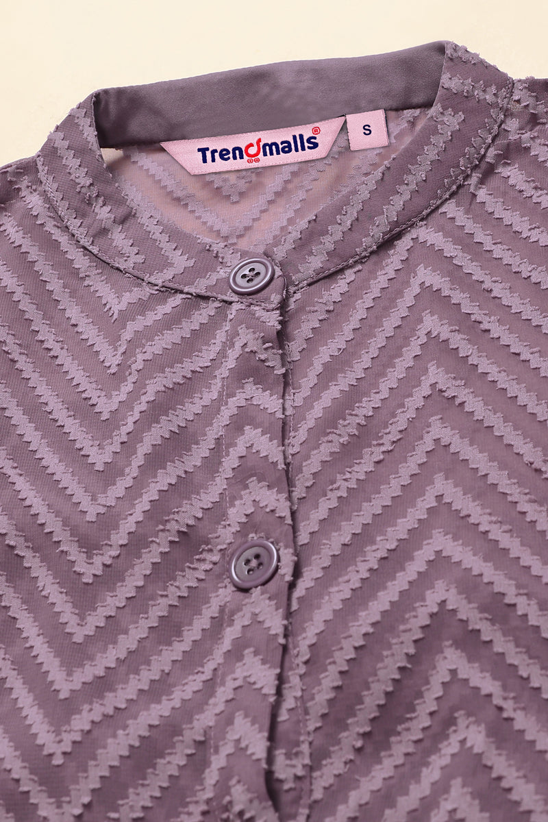 TRENDMALLS Shrug Dress for Women Brasso Midi Western Dress with Collar Neck Puff Sleeve Shrug Trendmalls