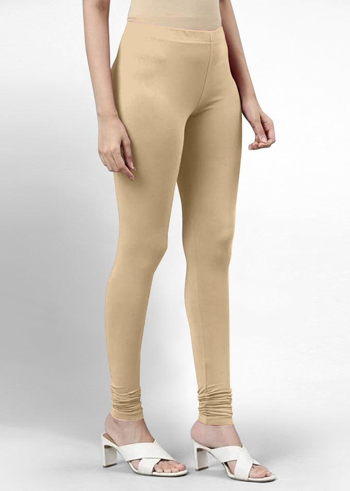 Women's Super Combed Cotton Elastane Stretch Churidar Length Leggings with Ultrasoft Waistband Trendmallsin