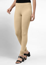 Women's Super Combed Cotton Elastane Stretch Churidar Length Leggings with Ultrasoft Waistband Trendmallsin