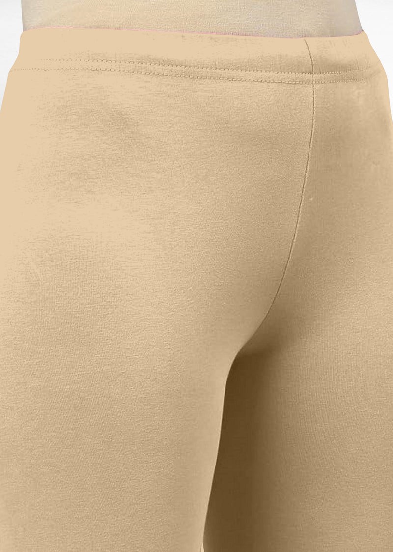 Women's Super Combed Cotton Elastane Stretch Churidar Length Leggings with Ultrasoft Waistband Trendmallsin