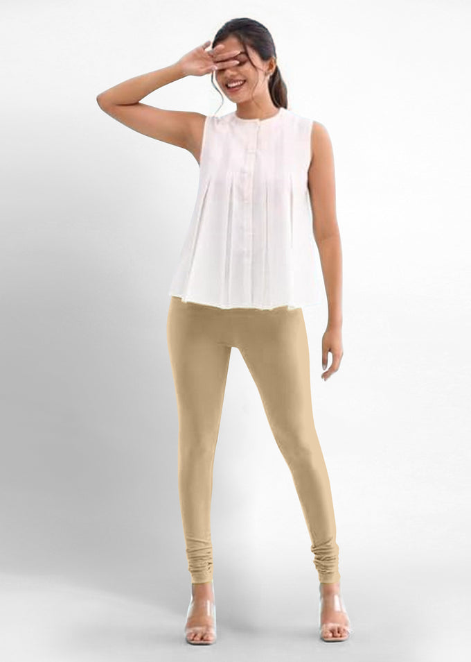 Women's Super Combed Cotton Elastane Stretch Churidar Length Leggings with Ultrasoft Waistband Trendmallsin