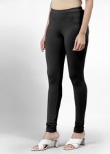 Women's Super Combed Cotton Elastane Stretch Churidar Length Leggings with Ultrasoft Waistband Trendmallsin