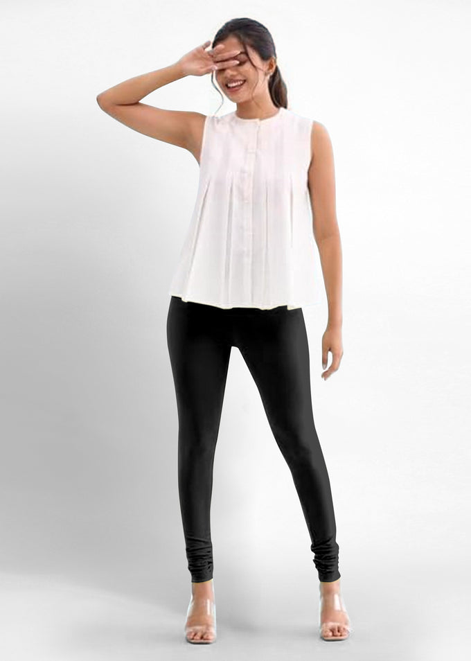 Women's Super Combed Cotton Elastane Stretch Churidar Length Leggings with Ultrasoft Waistband Trendmallsin