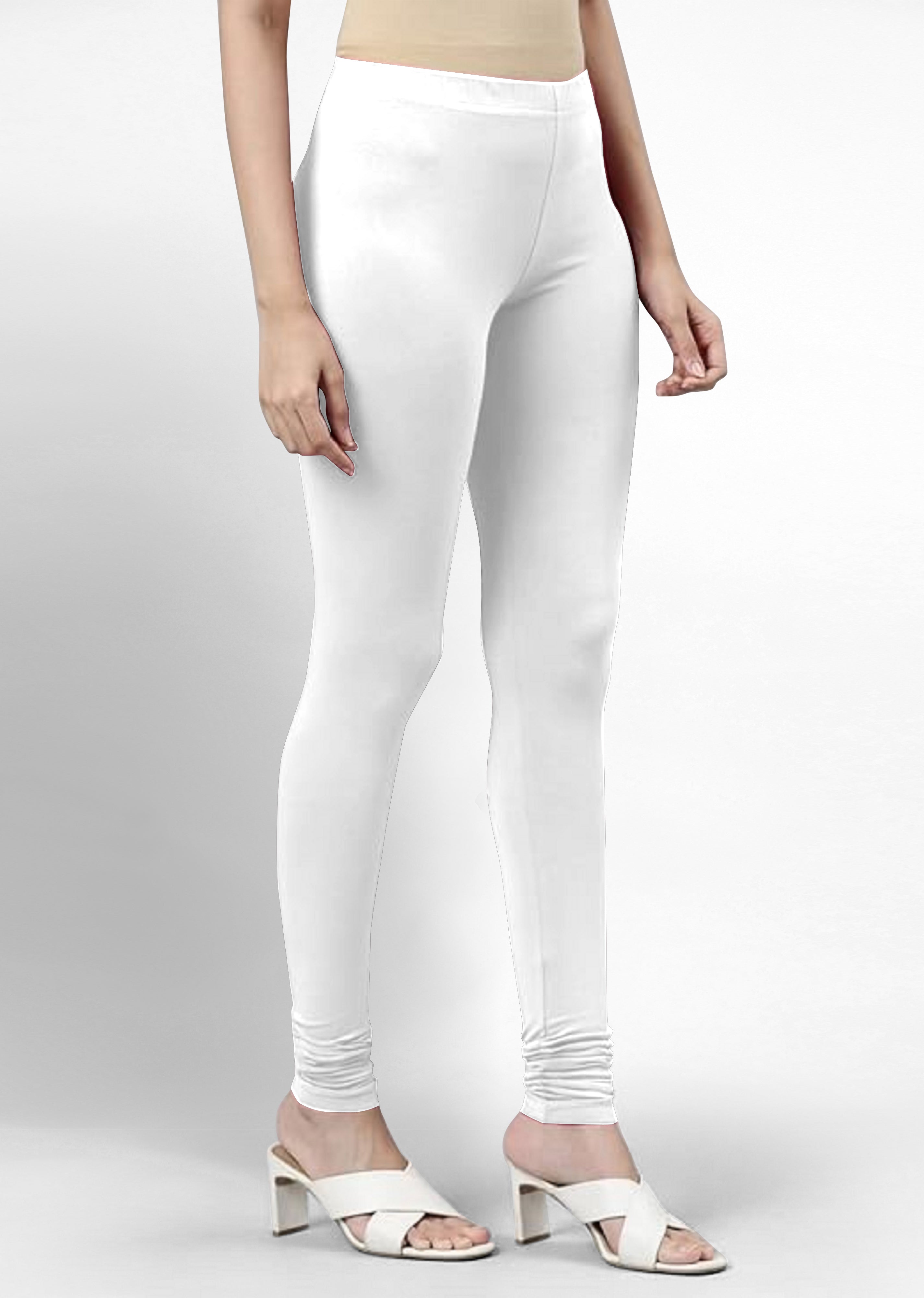 Women's Super Combed Cotton Elastane Stretch Churidar Length Leggings with Ultrasoft Waistband Trendmallsin