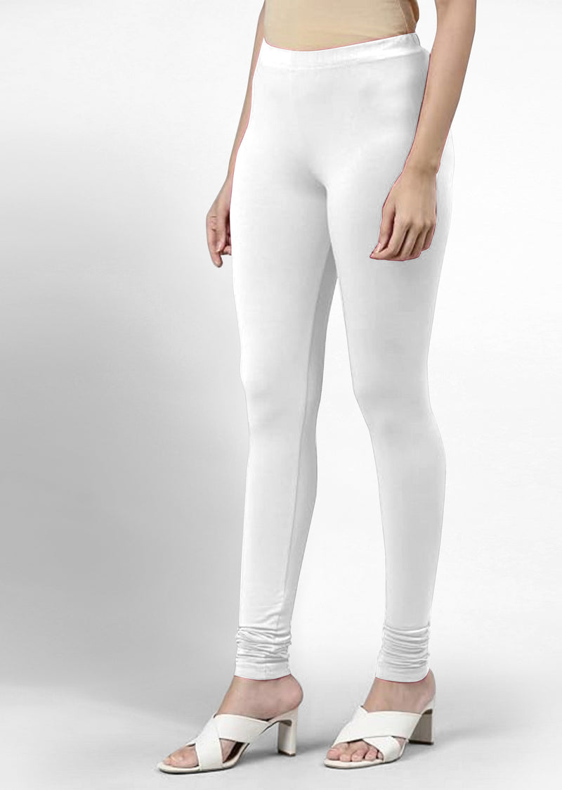 Women's Super Combed Cotton Elastane Stretch Churidar Length Leggings with Ultrasoft Waistband Trendmallsin