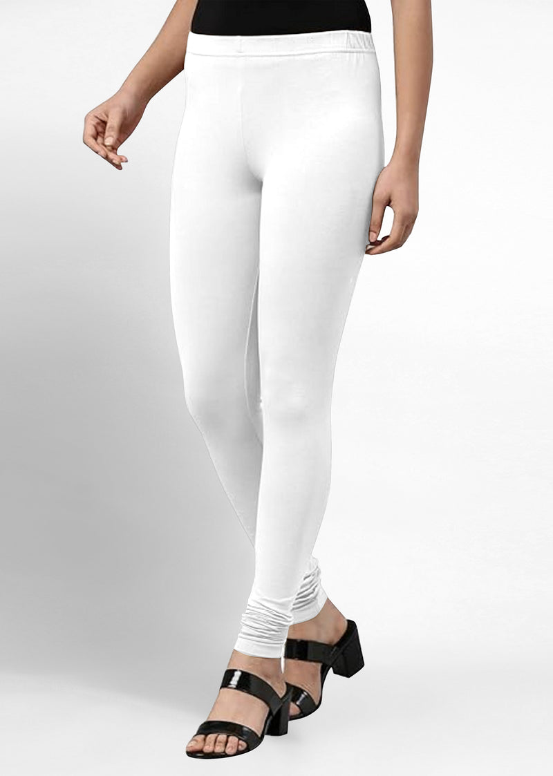 Women's Super Combed Cotton Elastane Stretch Churidar Length Leggings with Ultrasoft Waistband Trendmallsin