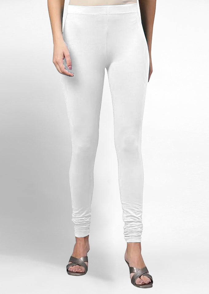 Women's Super Combed Cotton Elastane Stretch Churidar Length Leggings with Ultrasoft Waistband Trendmallsin