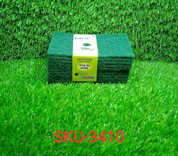 Pack of 10 aqua green cleaning pads for scrubbing.