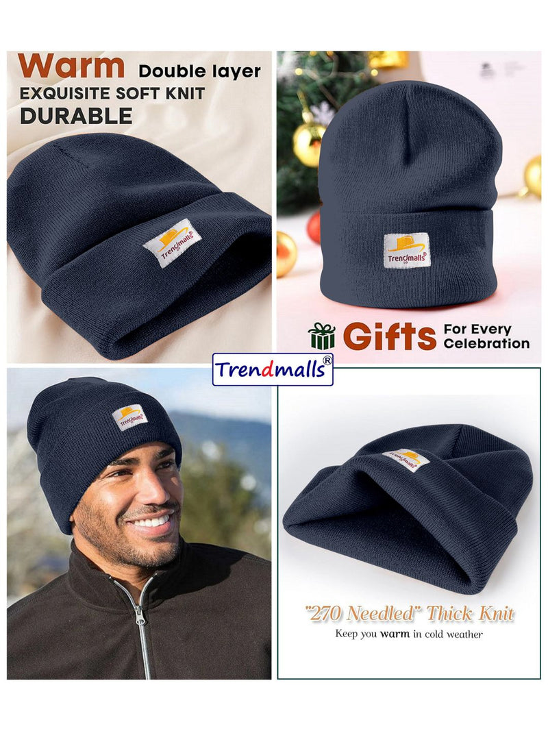 Mens/Women/Kids Cap Unisex Hat Knit Cuffed Beanie Cap for Men Stylish (Nevyblue) Trendmallsin
