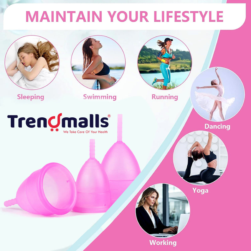 Reusable Menstrual Cup for Women | Small , Medium , Large -Size with Pouch | Ultra Soft, Odour & Rash Free|100% Medical Grade Silicone|No Leakage|Protection for Up to 8-10 Hours Pack of 1 Trendmalls
